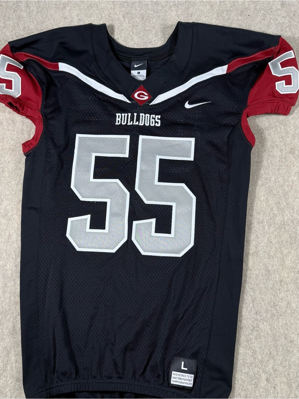 NWT Men’s Nike Sample Georgia Bulldogs #55 Black/Red Football Jersey Sz Lg